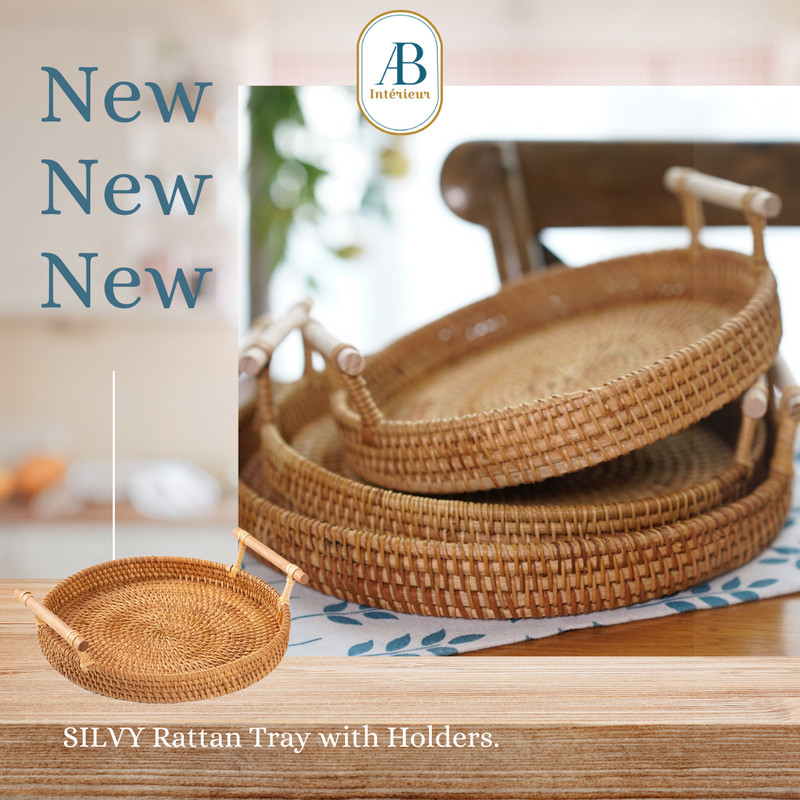 Silvy Rattan Tray with Holder